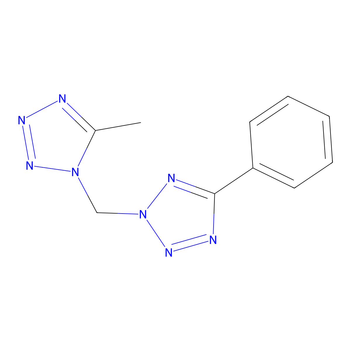 2-[(5-Methyltetrazol-1-yl)methyl]-5-phenyltetrazole molecular structure, CAS 659741-38-5