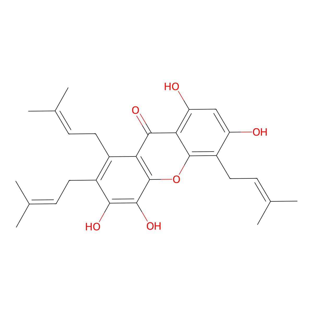 1,3,5,6-Tetrahydroxy-4,7,8-tri(3-methyl-2-butenyl)xanthone molecular structure, CAS 659747-28-1