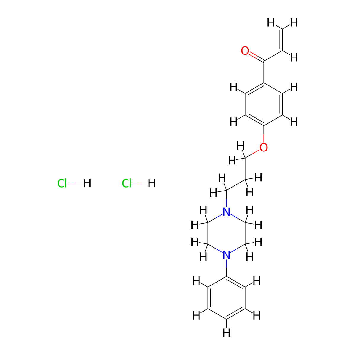 Acrylophenone, 4'-(3-(4-phenyl-1-piperazinyl)propoxy)-, dihydrochloride molecular structure, CAS 65976-23-0