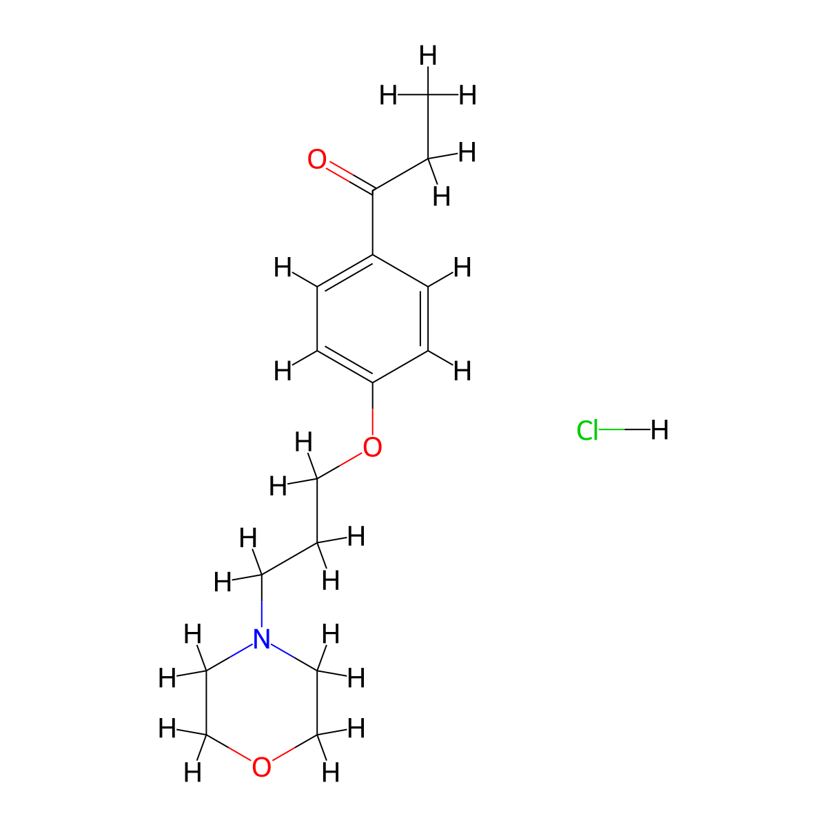 Propiophenone, 4'-(3-morpholinopropoxy)-, hydrochloride molecular structure, CAS 65976-40-1