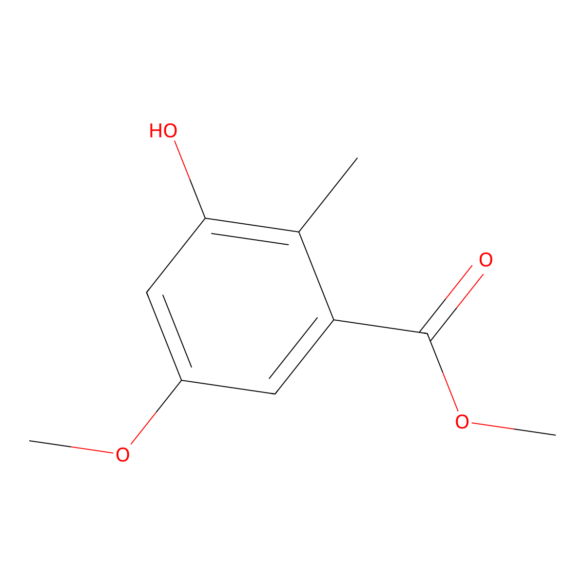 Methyl 3-hydroxy-5-methoxy-2-methylbenzoate molecular structure, CAS 65976-79-6
