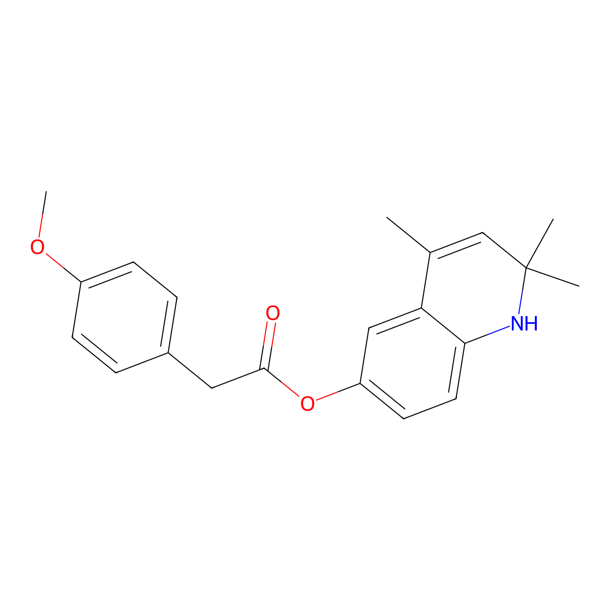(2,2,4-trimethyl-1H-quinolin-6-yl) 2-(4-methoxyphenyl)acetate molecular structure, CAS 6598-24-9