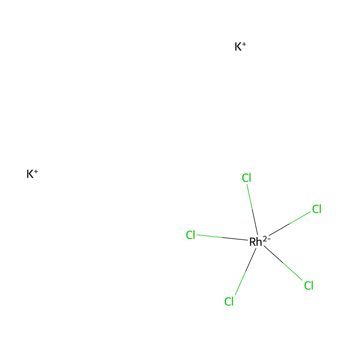 Rhodate(2-), pentachloro-, potassium (1:2) molecular structure, CAS 65980-75-8