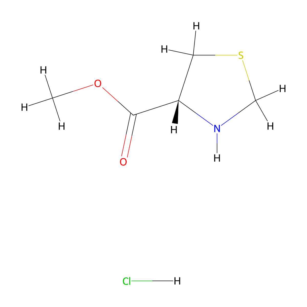 Methyl (R)-thiazolidine-4-carboxylate hydrochloride molecular structure, CAS 65983-36-0