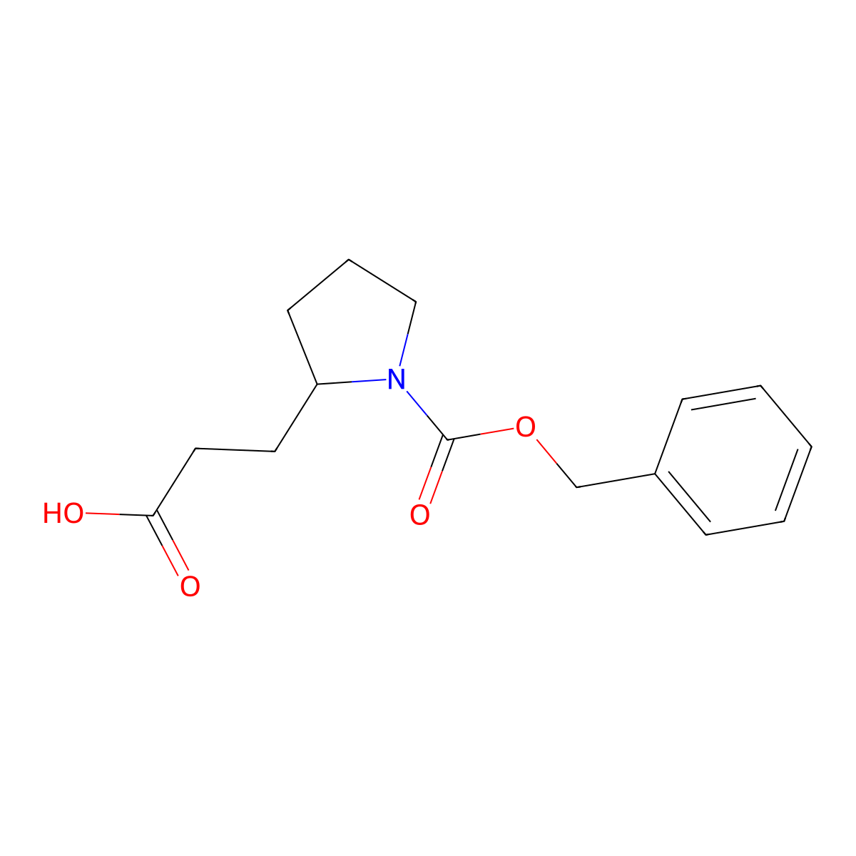 3-[(2S)-1-[(benzyloxy)carbonyl]pyrrolidin-2-yl]propanoic acid molecular structure, CAS 65985-75-3