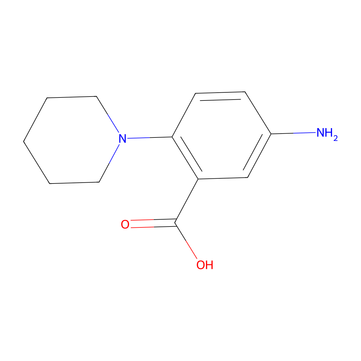 5-Amino-2-piperidin-1-yl-benzoic acid molecular structure, CAS 65989-46-0