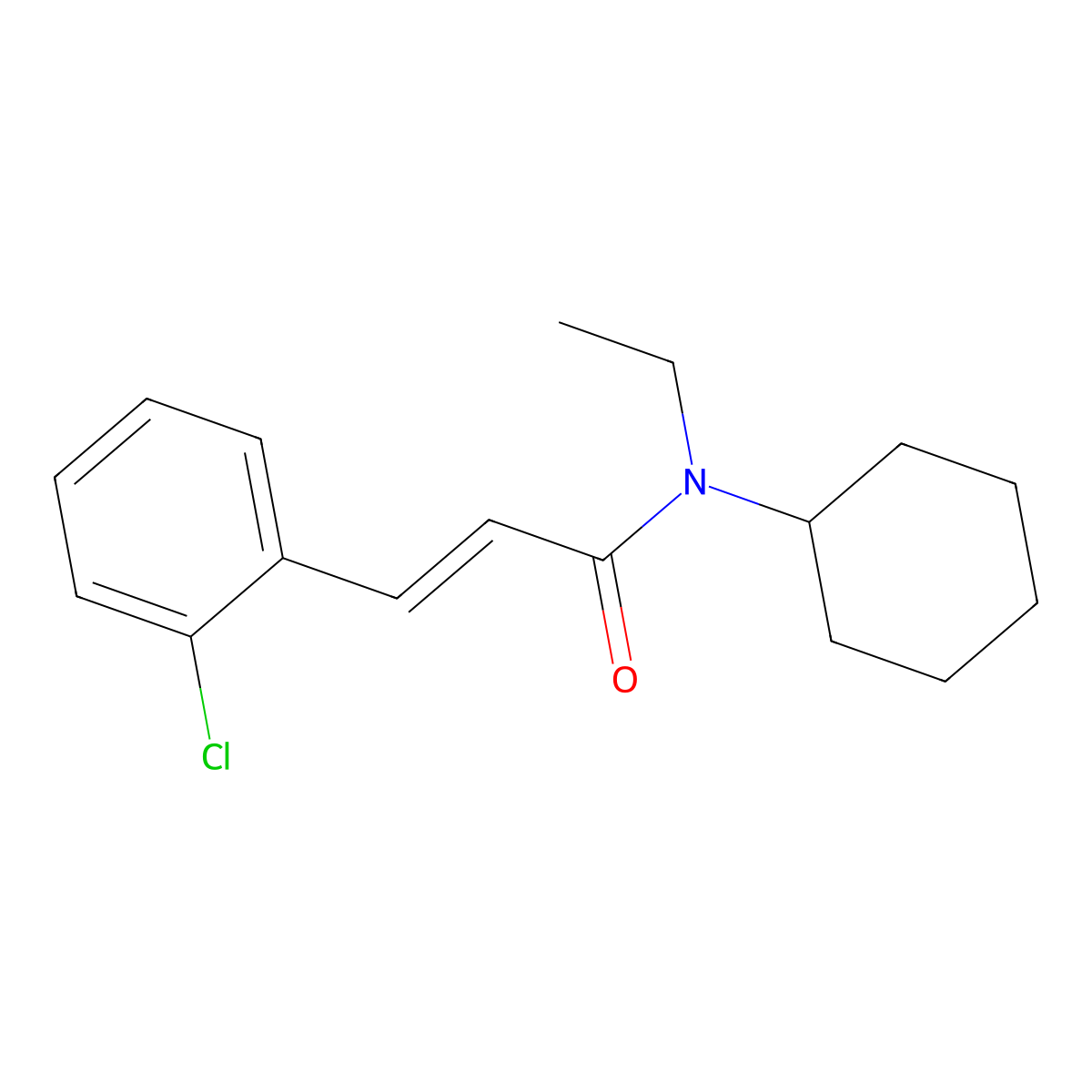(2E)-3-(2-chlorophenyl)-N-cyclohexyl-N-ethylprop-2-enamide molecular structure, CAS 6599-05-9