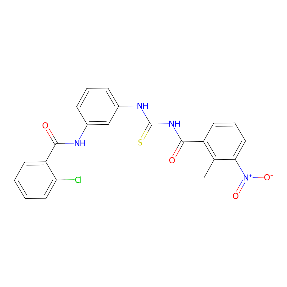 N-[[3-[(2-chlorobenzoyl)amino]phenyl]carbamothioyl]-2-methyl-3-nitrobenzamide molecular structure, CAS 6599-92-4