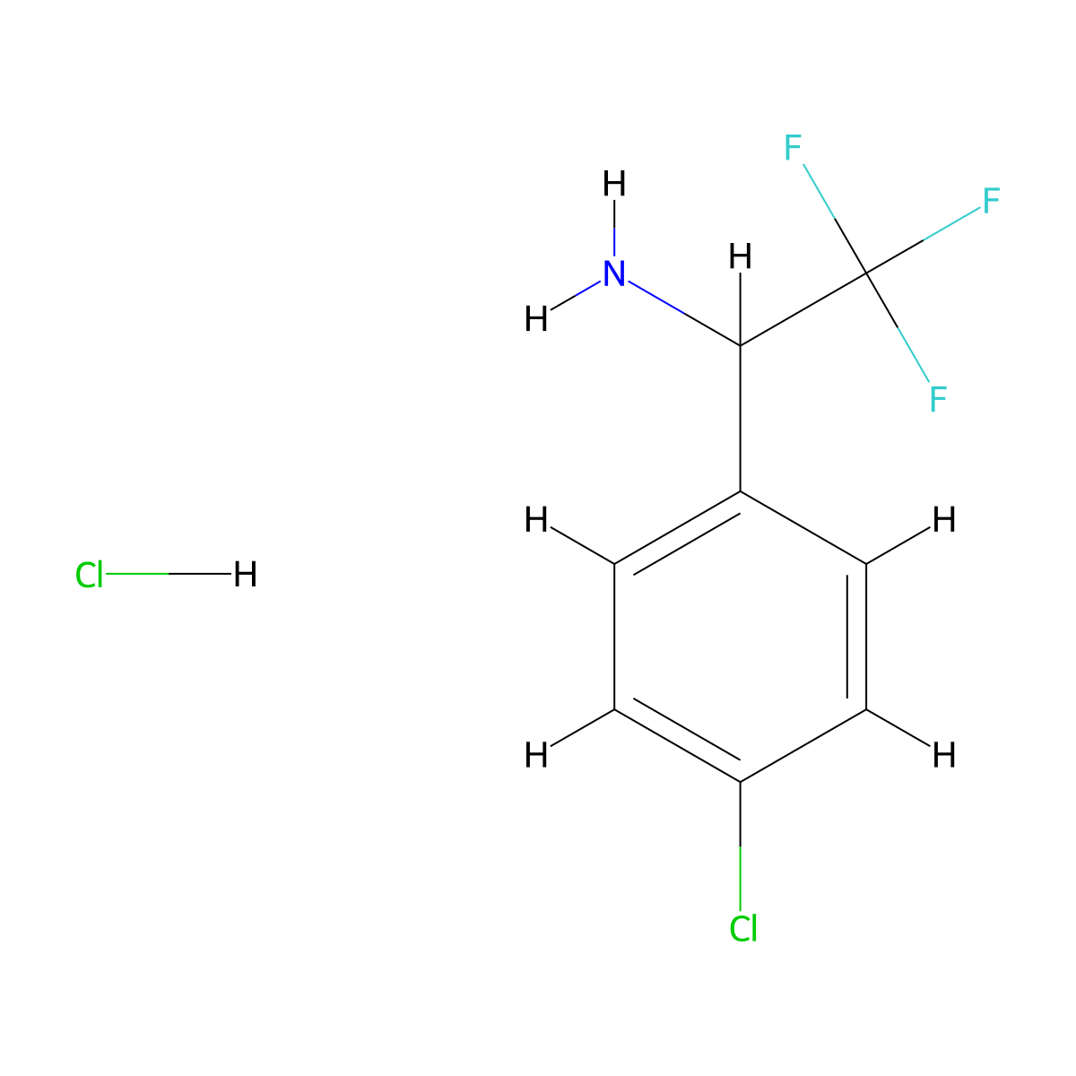 1-(4-Chlorophenyl)-2,2,2-trifluoroethan-1-amine hydrochloride molecular structure, CAS 65990-86-5
