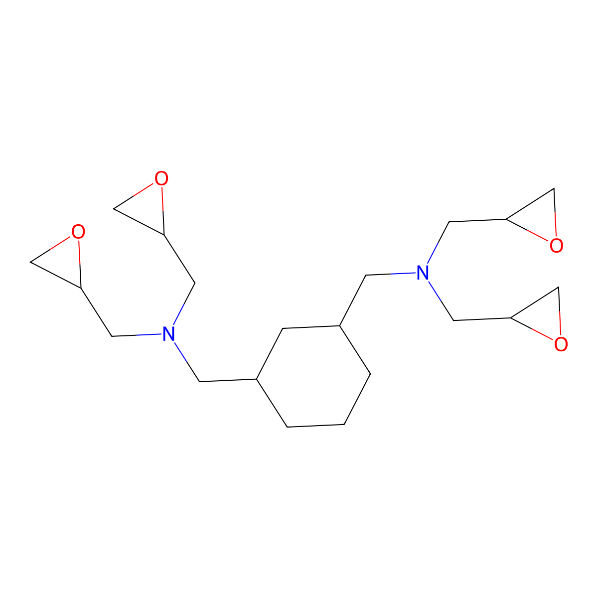 1,3-Cyclohexanedimethanamine, N1,N1,N3,N3-tetrakis(2-oxiranylmethyl)- molecular structure, CAS 65992-66-7