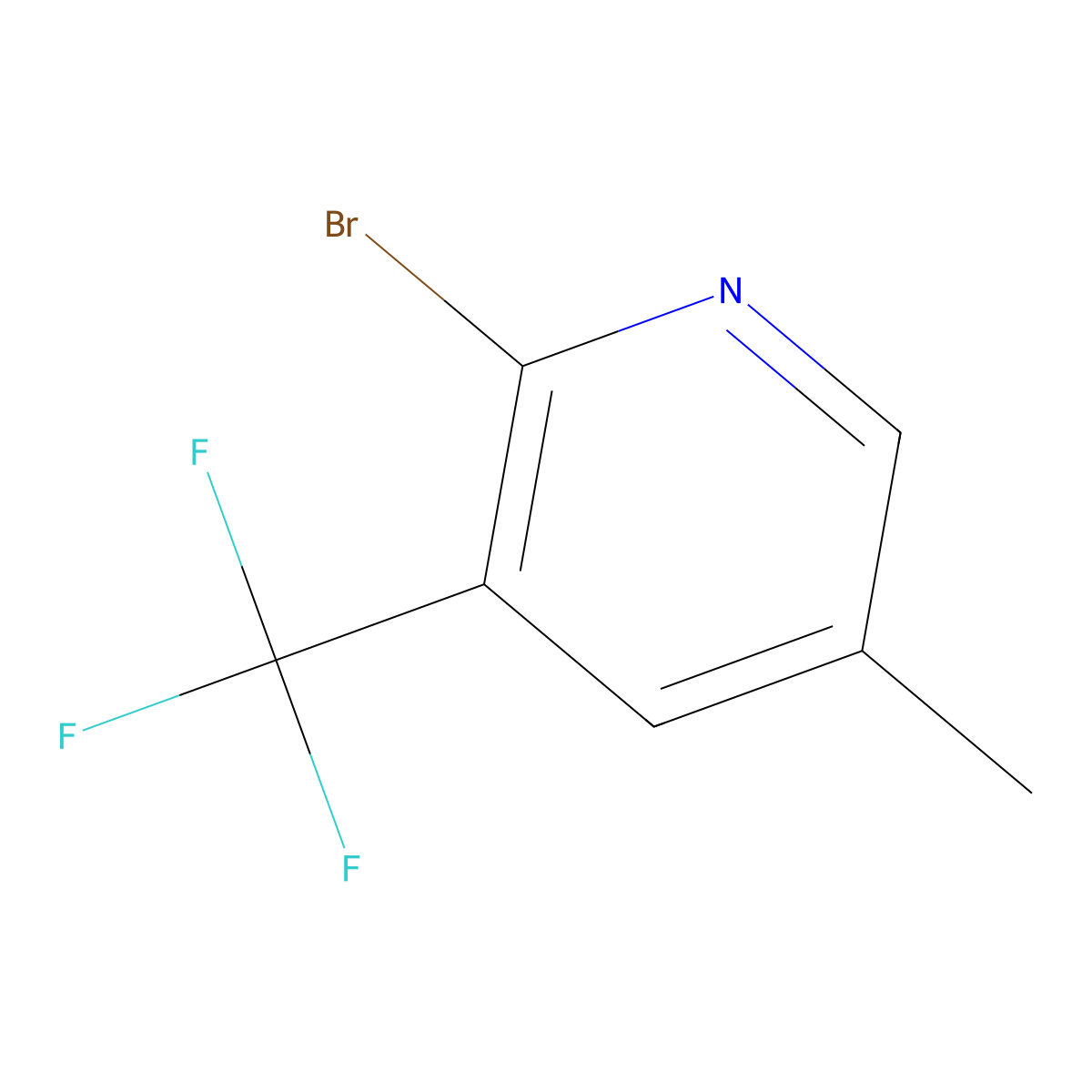 2-Bromo-5-methyl-3-(trifluoromethyl)pyridine molecular structure, CAS 65996-08-9