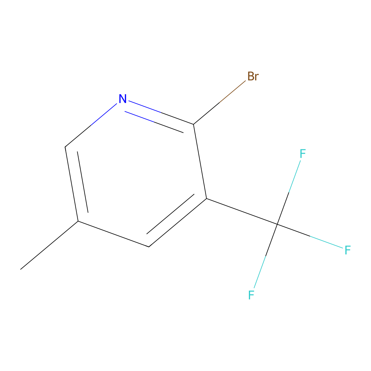 2-Bromo-5-methyl-3-(trifluoromethyl)pyridine molecular structure, CAS 65996-08-9
