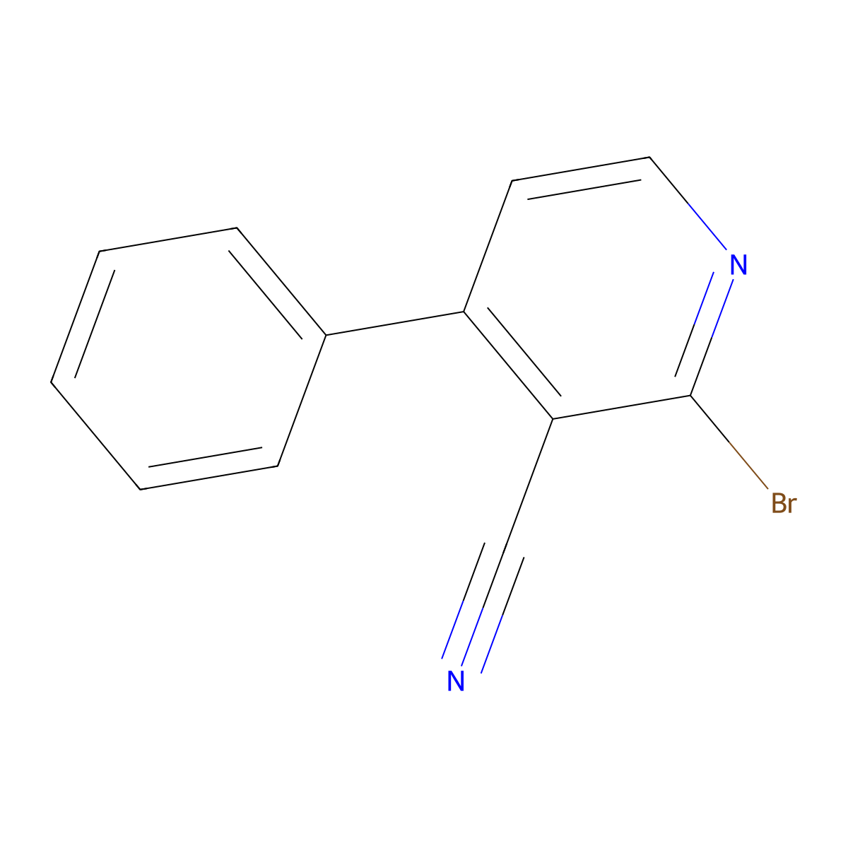 3-Pyridinecarbonitrile, 2-bromo-4-phenyl- molecular structure, CAS 65996-19-2