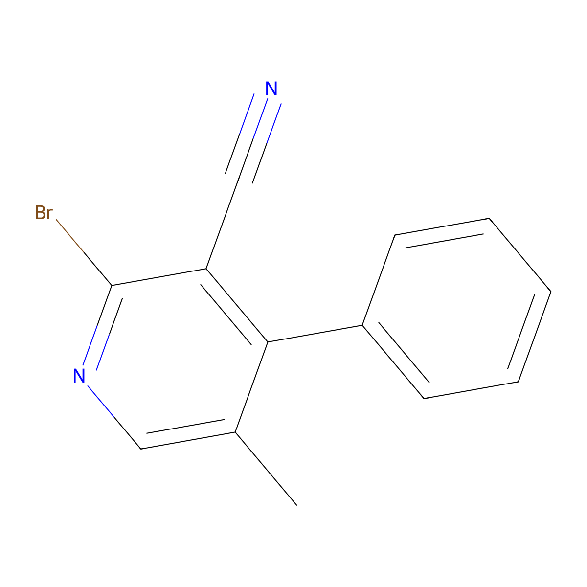 2-Bromo-5-methyl-4-phenylnicotinonitrile molecular structure, CAS 65996-21-6