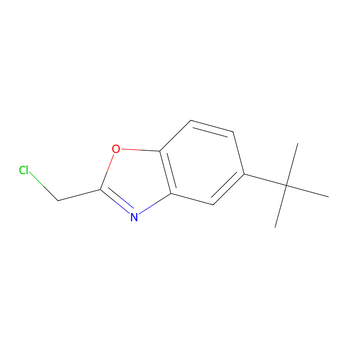 5-Tert-butyl-2-(chloromethyl)-1,3-benzoxazole molecular structure, CAS 65999-87-3