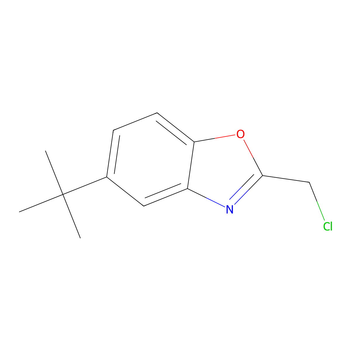 5-Tert-butyl-2-(chloromethyl)-1,3-benzoxazole molecular structure, CAS 65999-87-3