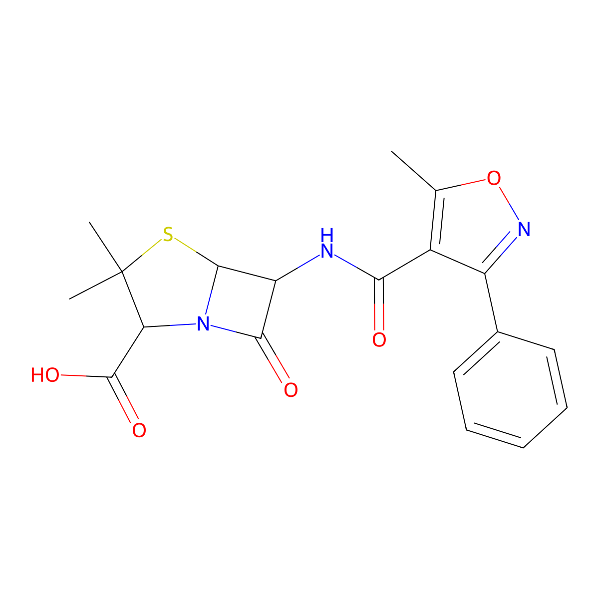 Oxacillin molecular structure, CAS 66-79-5