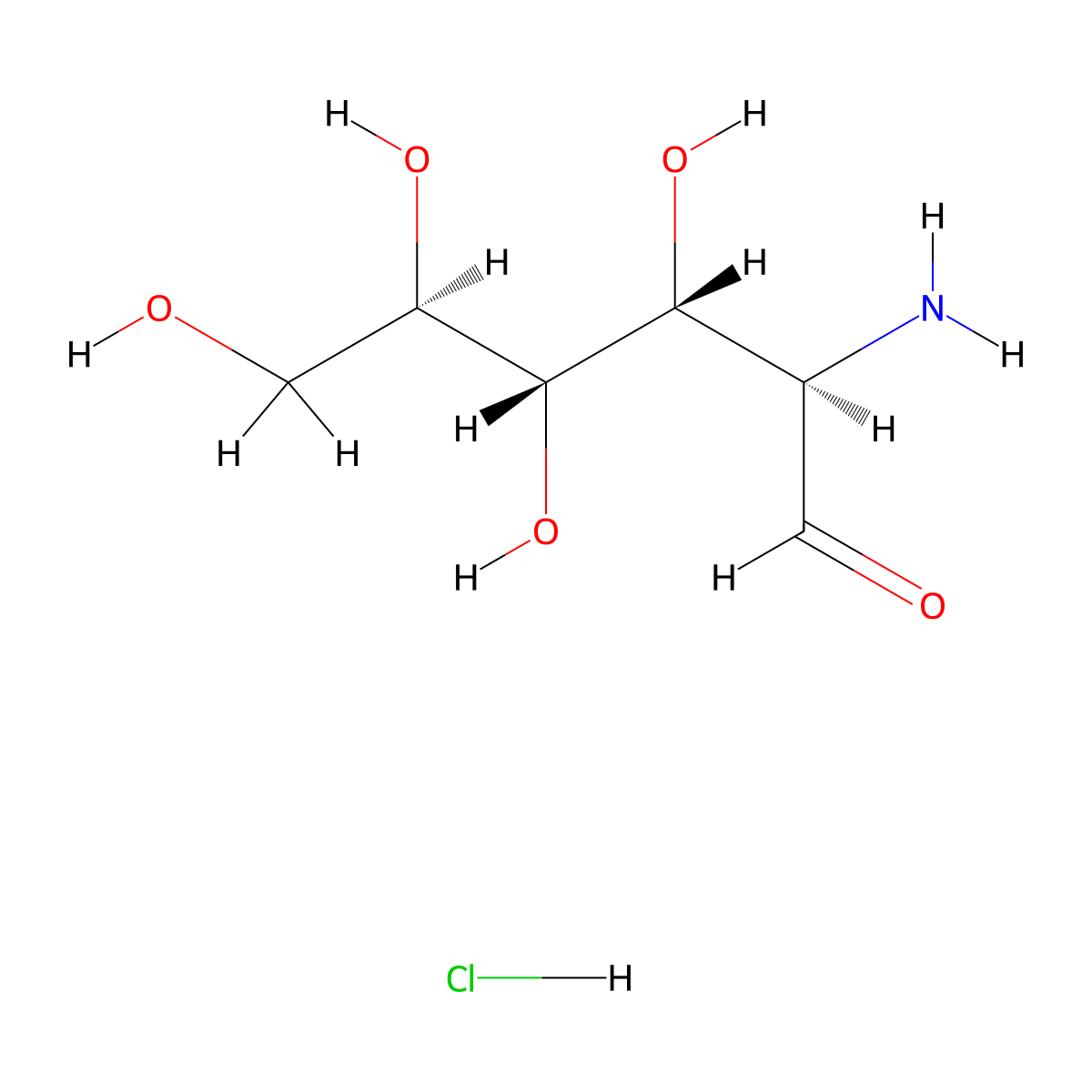 Glucosamine Hydrochloride molecular structure, CAS 66-84-2
