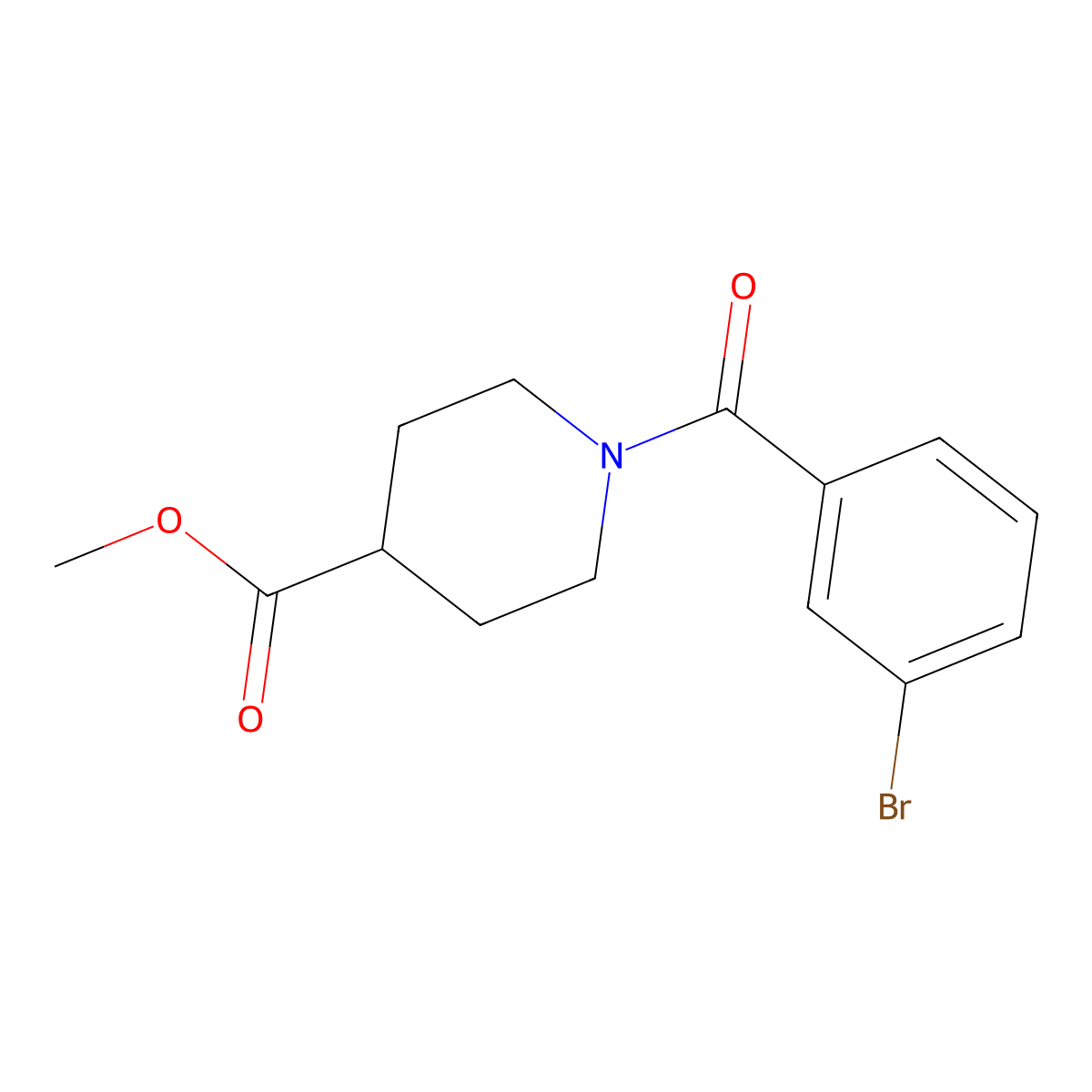 Methyl 1-(3-bromobenzoyl)piperidine-4-carboxylate molecular structure, CAS 6600-14-2