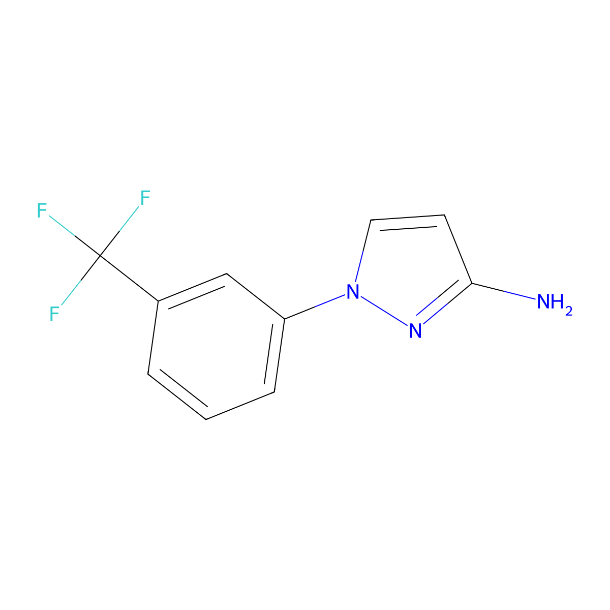 1-(3-(trifluoromethyl)phenyl)-1H-pyrazol-3-amine molecular structure, CAS 66000-41-7