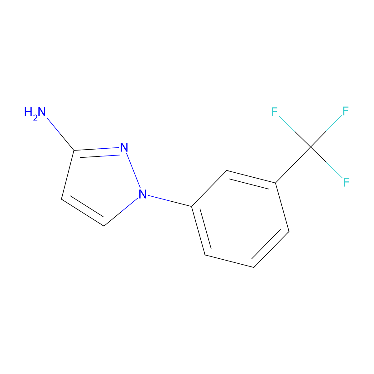 1-(3-(trifluoromethyl)phenyl)-1H-pyrazol-3-amine molecular structure, CAS 66000-41-7