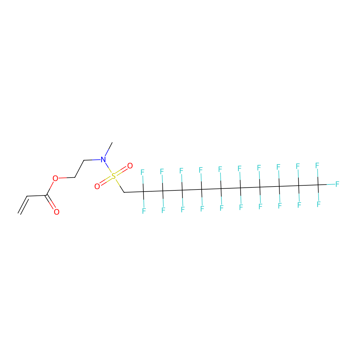 2-Propenoic acid, 2-[[(2,2,3,3,4,4,5,5,6,6,7,7,8,8,9,9,10,10,11,11,11-eicosafluoroundecyl)sulfonyl]methylamino]ethyl ester molecular structure, CAS 66008-68-2
