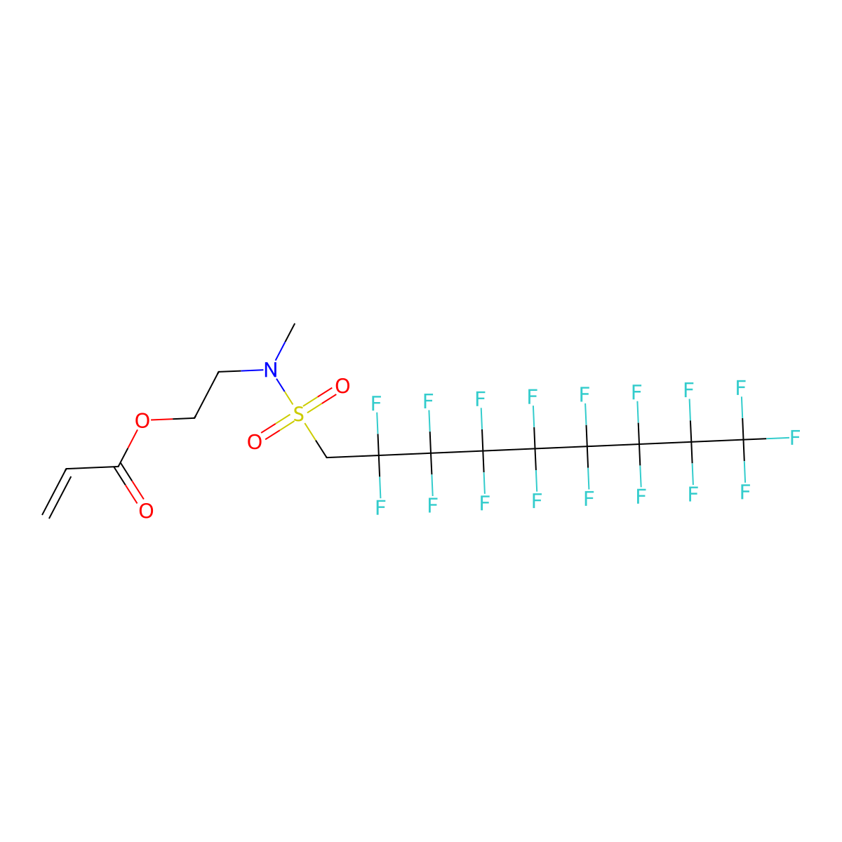 2-Propenoic acid, 2-[[(2,2,3,3,4,4,5,5,6,6,7,7,8,8,9,9,9-heptadecafluorononyl)sulfonyl]methylamino]ethyl ester molecular structure, CAS 66008-69-3