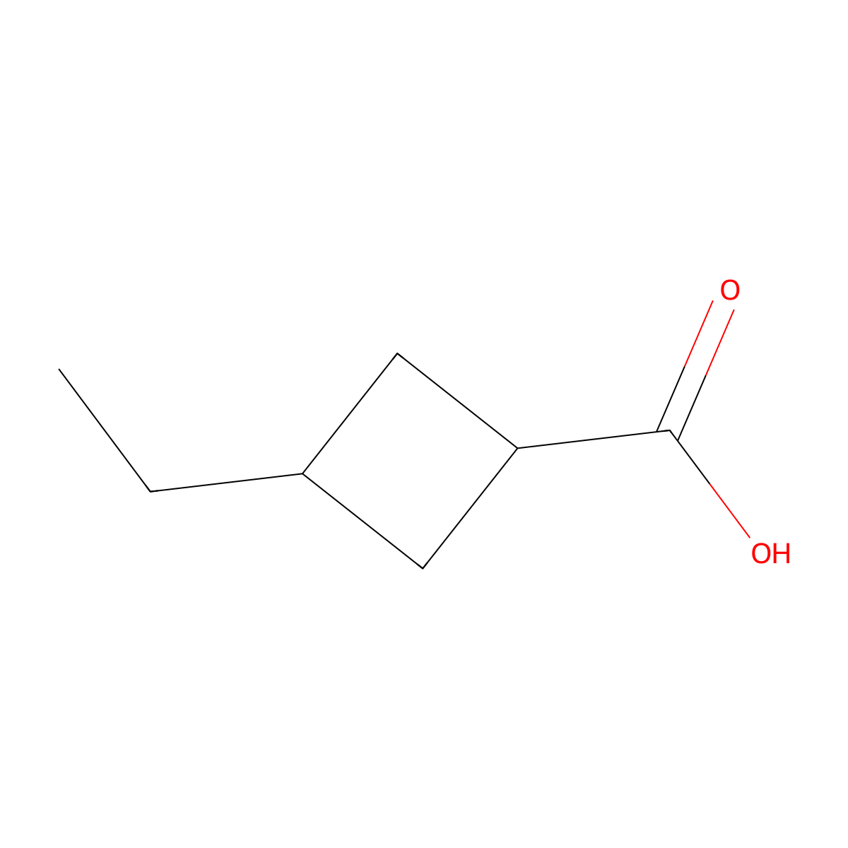 Cyclobutanecarboxylic acid, 3-ethyl- molecular structure, CAS 66016-16-8