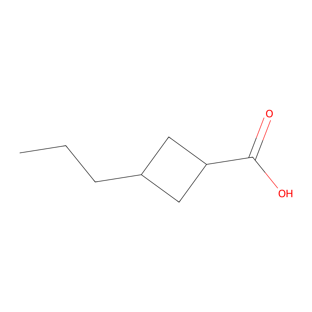 Cyclobutanecarboxylic acid, 3-propyl- molecular structure, CAS 66016-17-9
