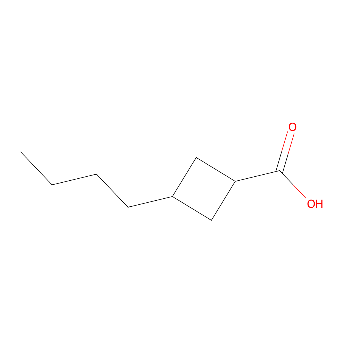 Cyclobutanecarboxylic acid, 3-butyl- molecular structure, CAS 66016-18-0