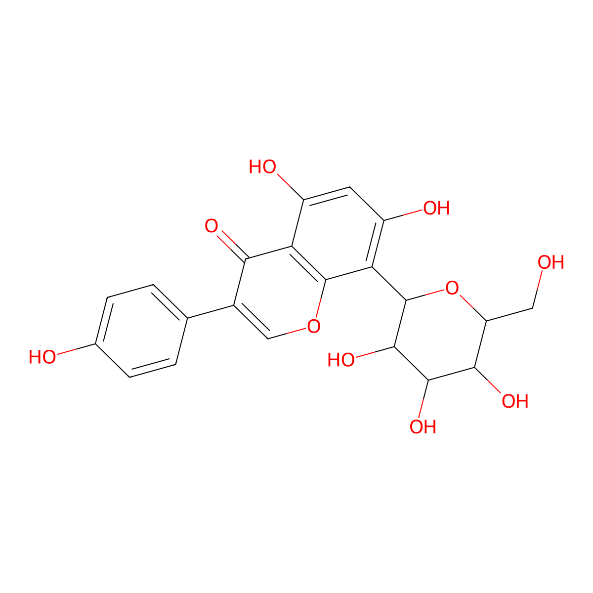 Genistein 8-C-glucoside molecular structure, CAS 66026-80-0