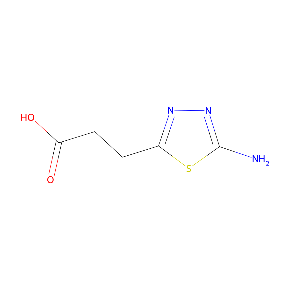 3-(5-Amino-1,3,4-thiadiazol-2-yl)propanoic acid molecular structure, CAS 66030-27-1