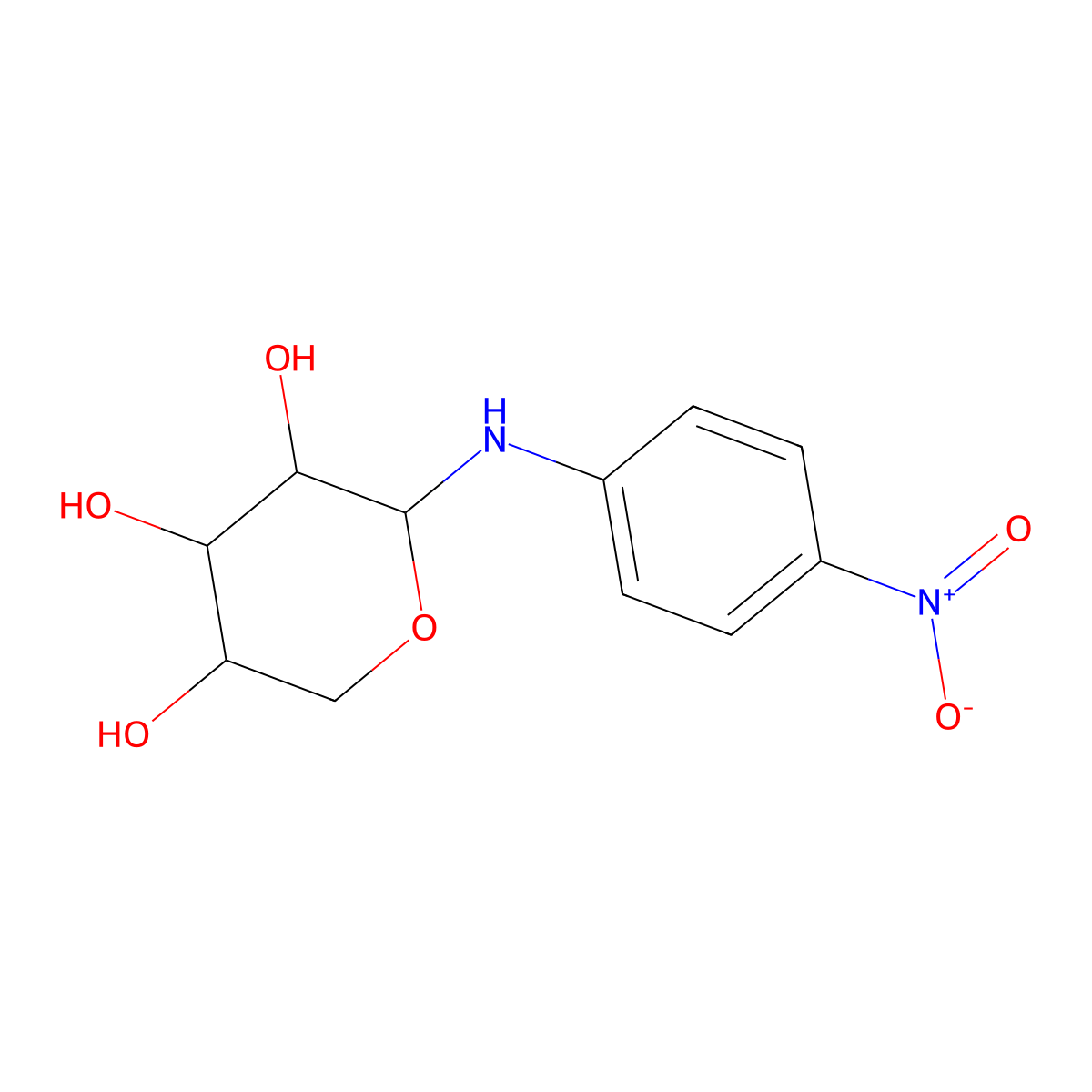 N-p-Nitrophenyl-L-arabinosylamine molecular structure, CAS 66036-36-0
