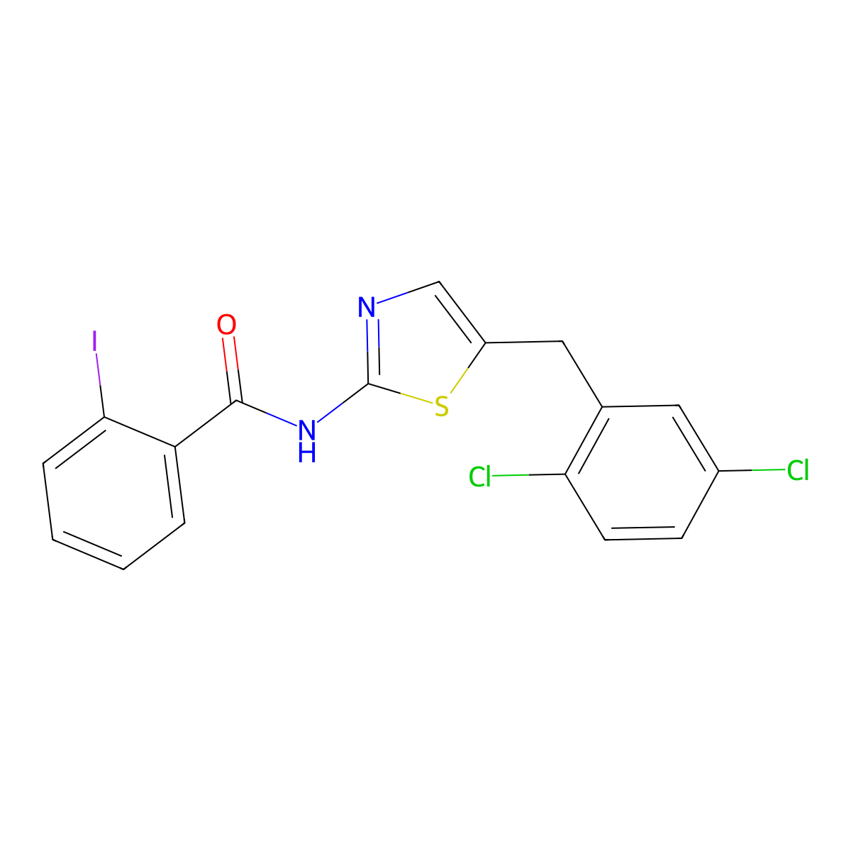 N-[5-[(2,5-dichlorophenyl)methyl]-1,3-thiazol-2-yl]-2-iodobenzamide molecular structure, CAS 6604-26-8