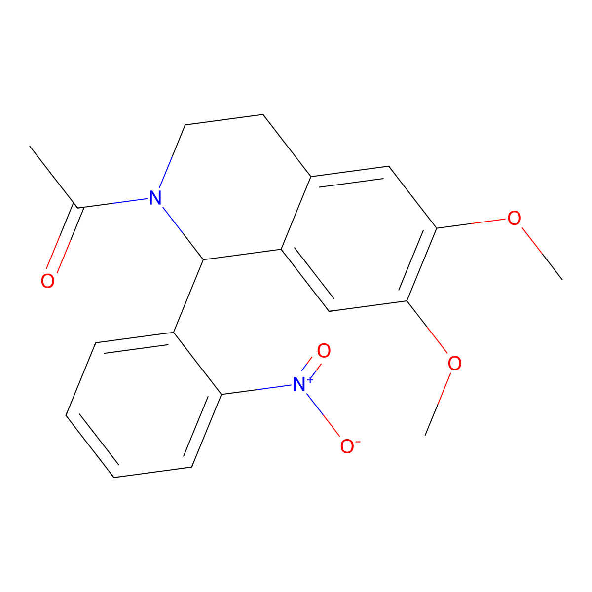 2-Acetyl-6,7-dimethoxy-1-(2-nitrophenyl)-1,2,3,4-tetrahydroisoquinoline molecular structure, CAS 66040-41-3