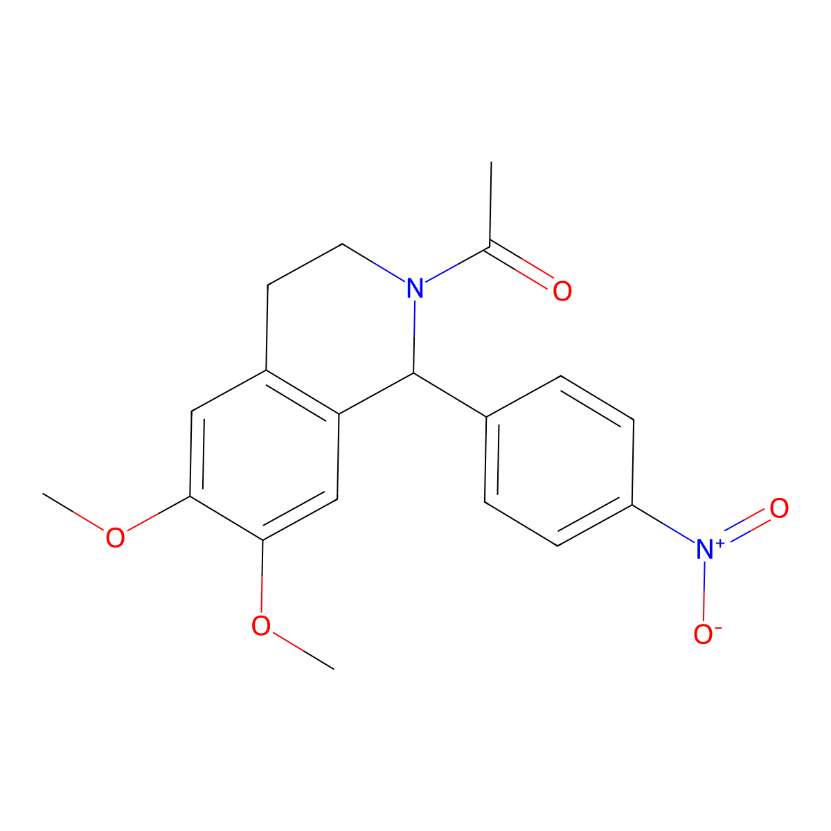 2-Acetyl-6,7-dimethoxy-1-(4-nitrophenyl)-1,2,3,4-tetrahydroisoquinoline molecular structure, CAS 66040-42-4