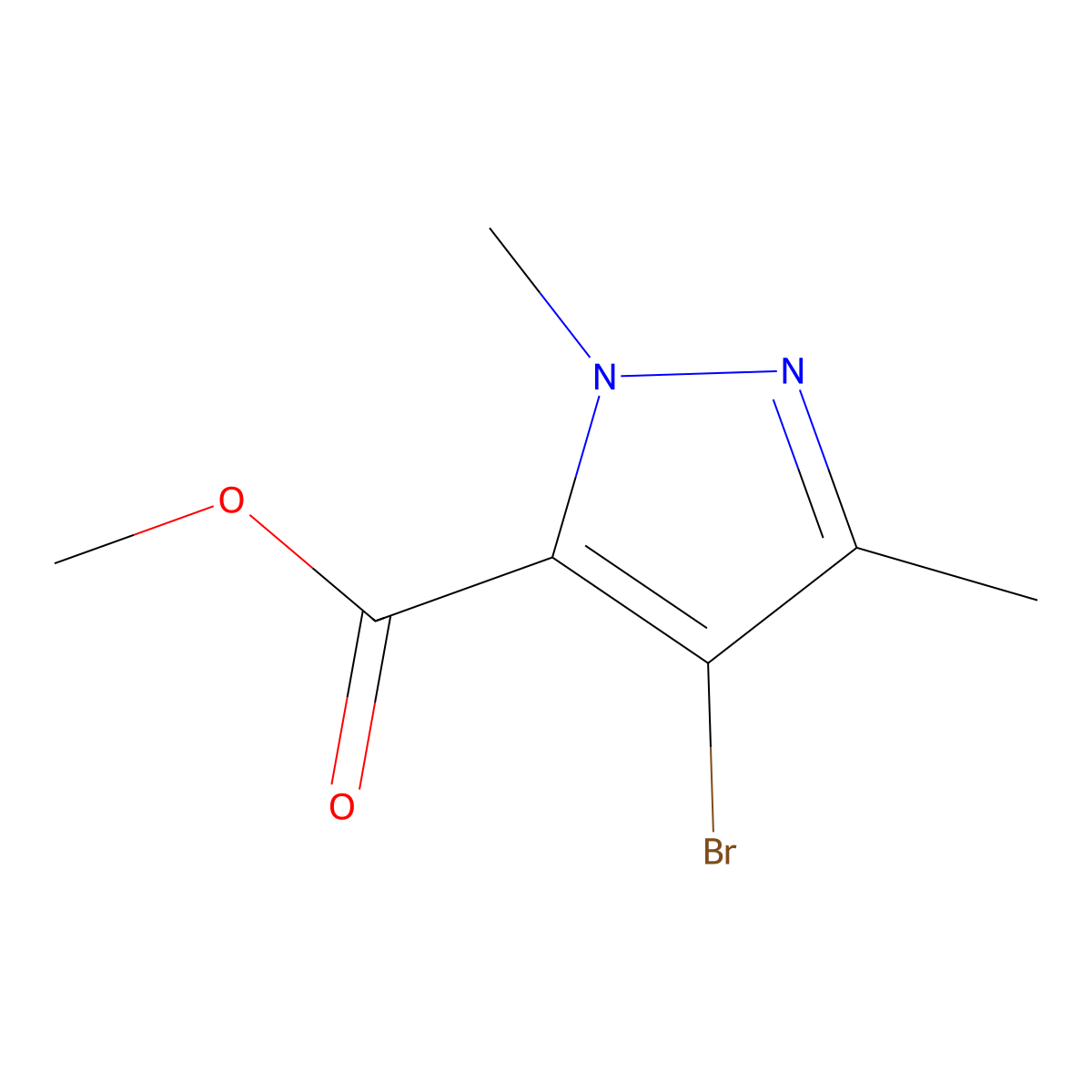 Methyl 4-bromo-1,3-dimethyl-1H-pyrazole-5-carboxylate molecular structure, CAS 660408-08-2