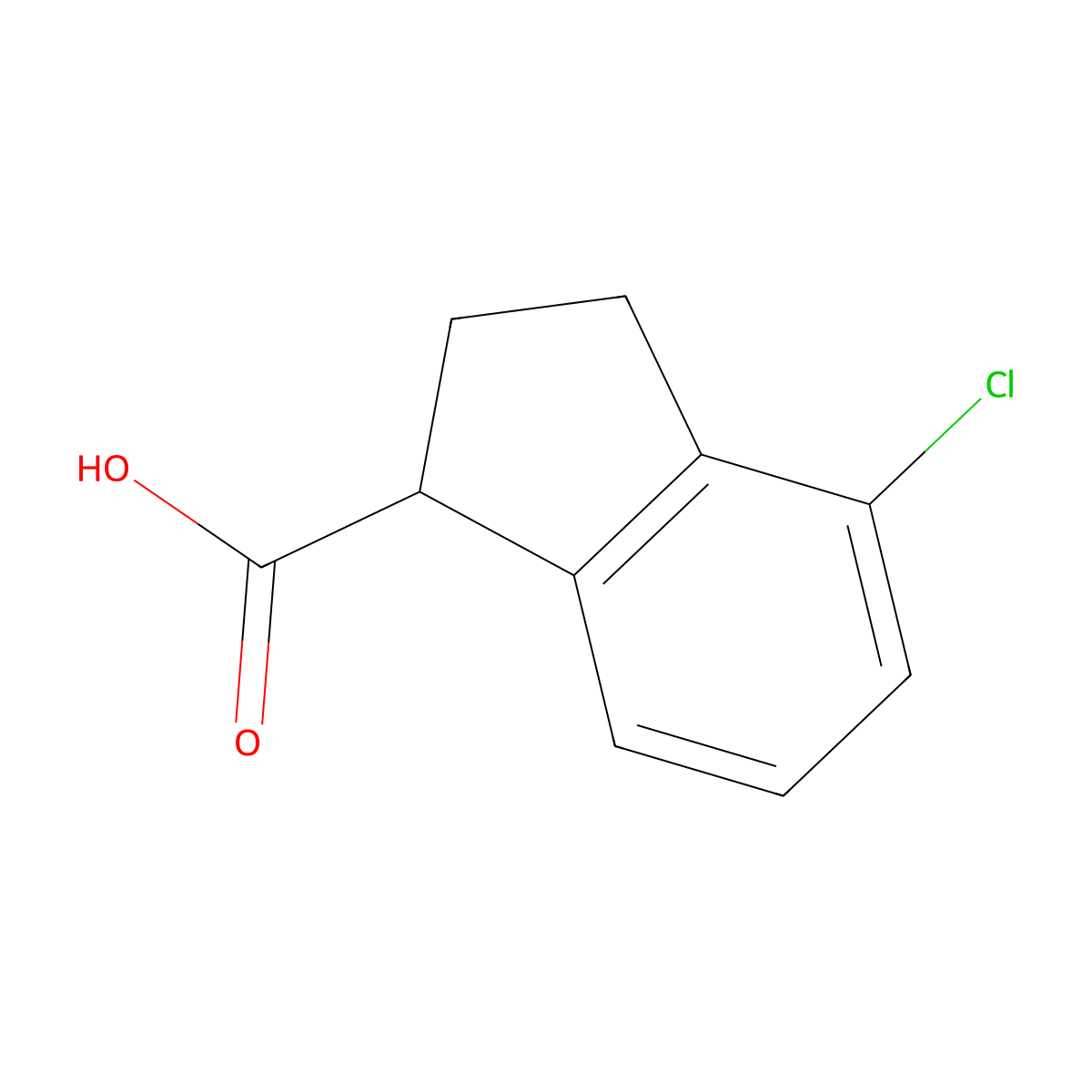 4-chloro-2,3-dihydro-1H-indene-1-carboxylic acid molecular structure, CAS 66041-25-6