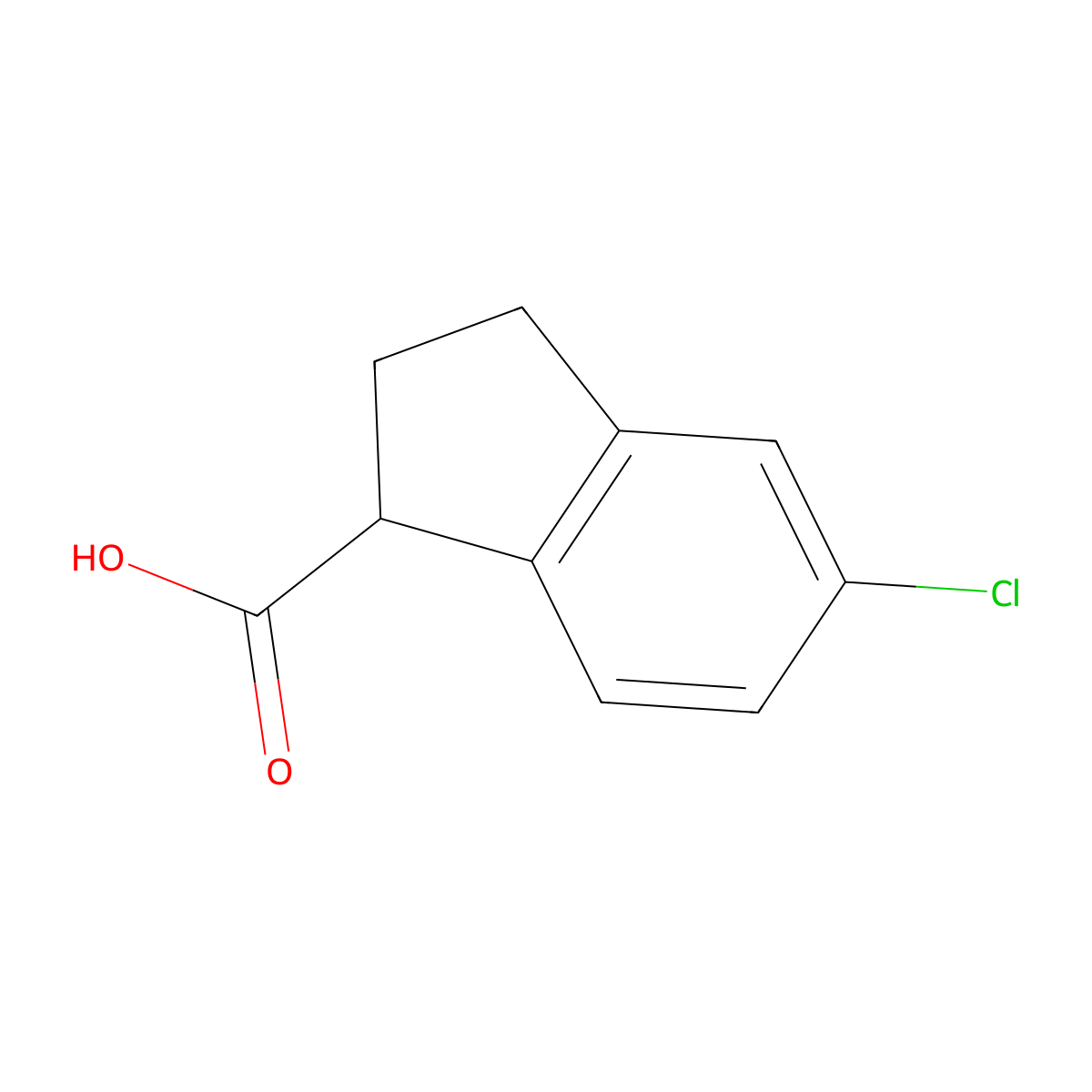 5-chloro-2,3-dihydro-1H-indene-1-carboxylic acid molecular structure, CAS 66041-26-7