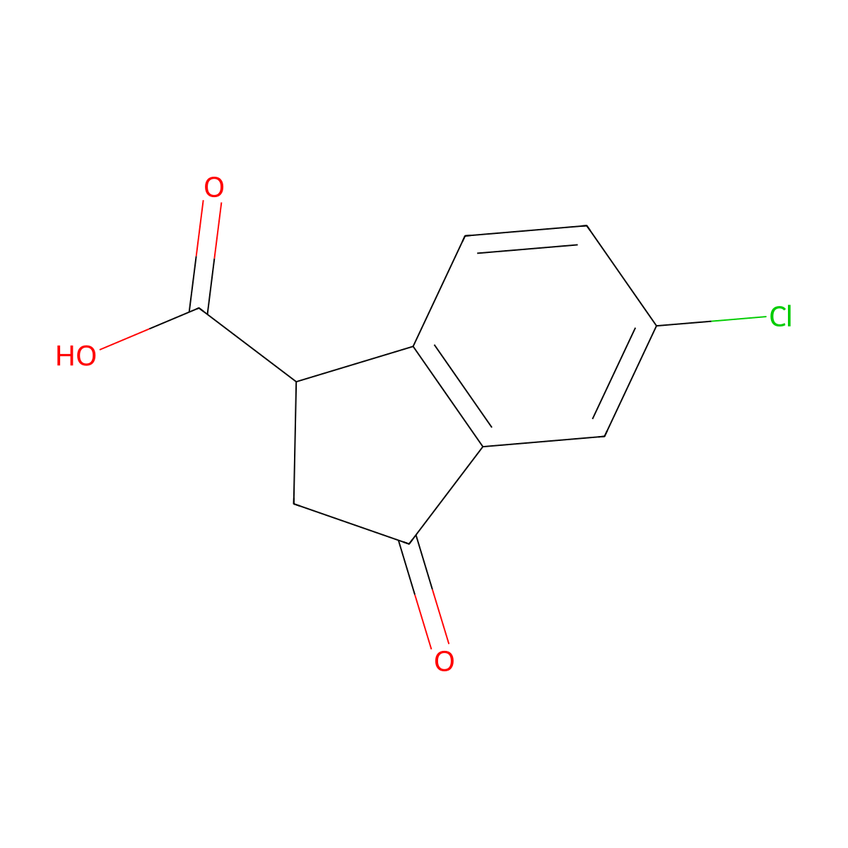 5-Chloro-3-oxo-2,3-dihydro-1H-indene-1-carboxylic acid molecular structure, CAS 66041-31-4