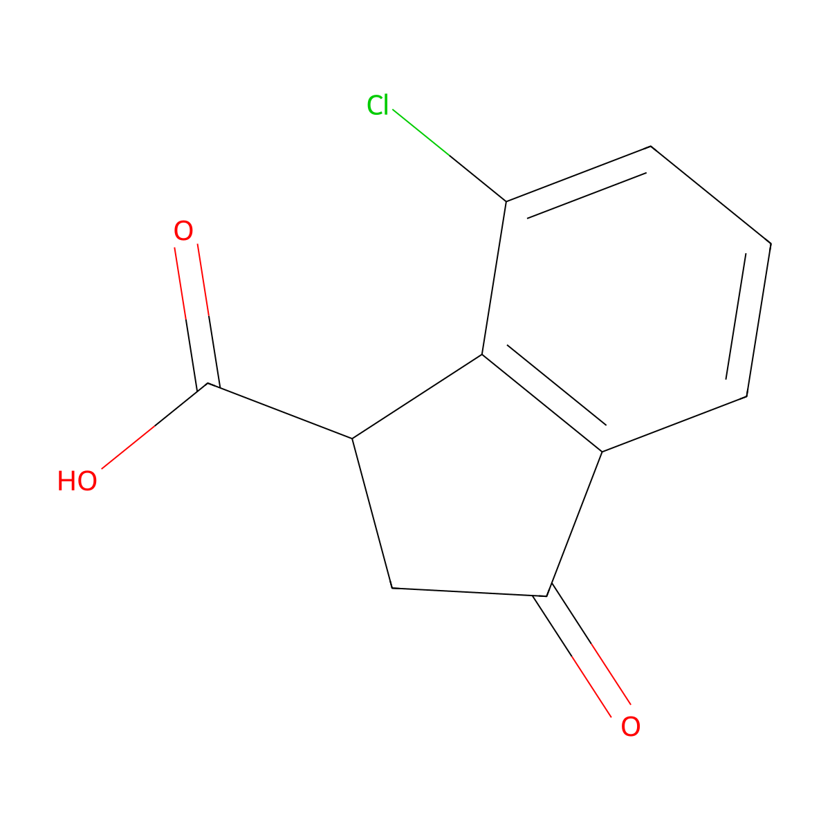7-Chloro-2,3-dihydro-3-oxo-1H-indene-1-carboxylic acid molecular structure, CAS 66041-34-7