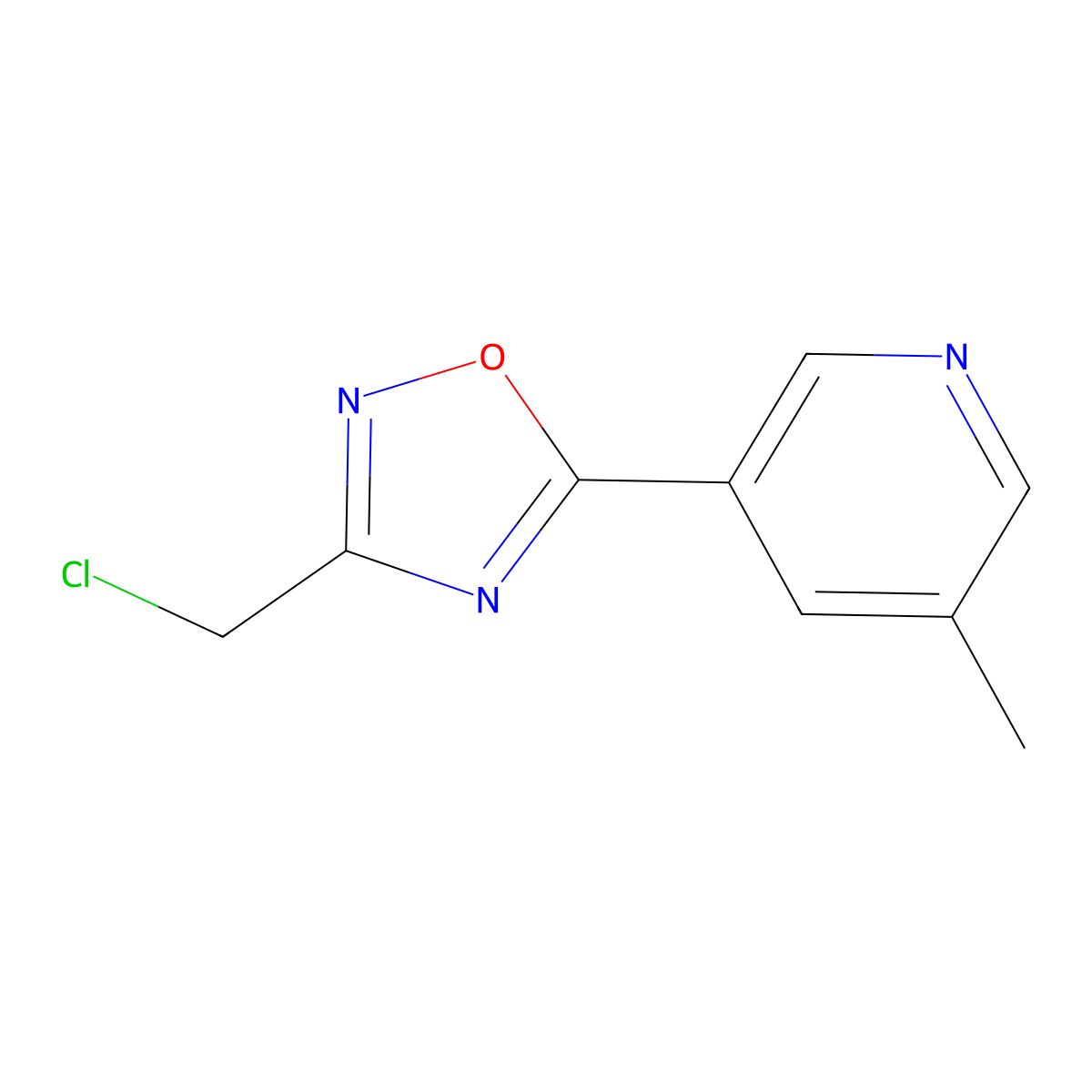 3-[3-(Chloromethyl)-1,2,4-oxadiazol-5-yl]-5-methylpyridine molecular structure, CAS 660416-42-2