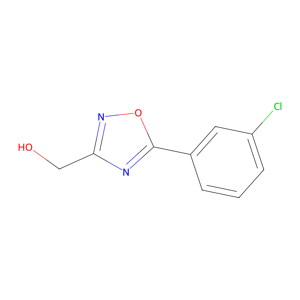 [5-(3-Chlorophenyl)-1,2,4-oxadiazol-3-yl]methanol molecular structure, CAS 660417-36-7
