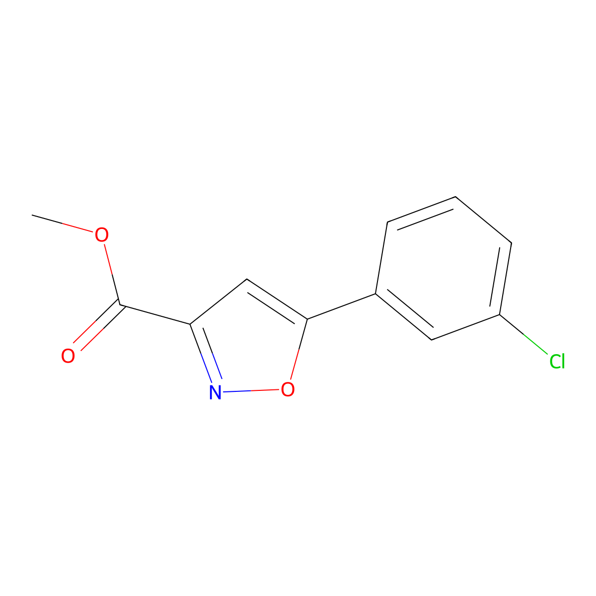 Methyl 5-(3-chlorophenyl)isoxazole-3-carboxylate molecular structure, CAS 660417-41-4