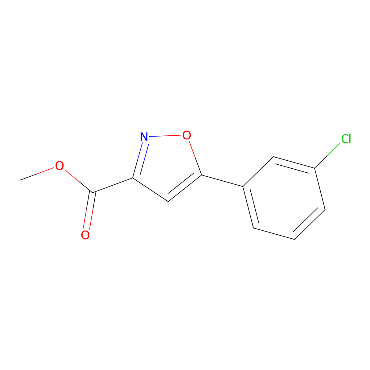 Methyl 5-(3-chlorophenyl)isoxazole-3-carboxylate molecular structure, CAS 660417-41-4