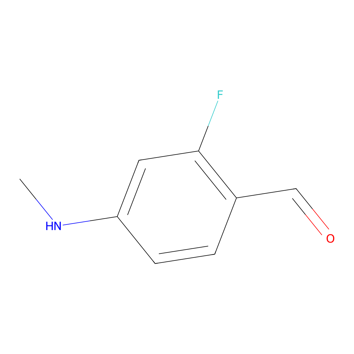 2-Fluoro-4-(methylamino)benzaldehyde molecular structure, CAS 660432-45-1