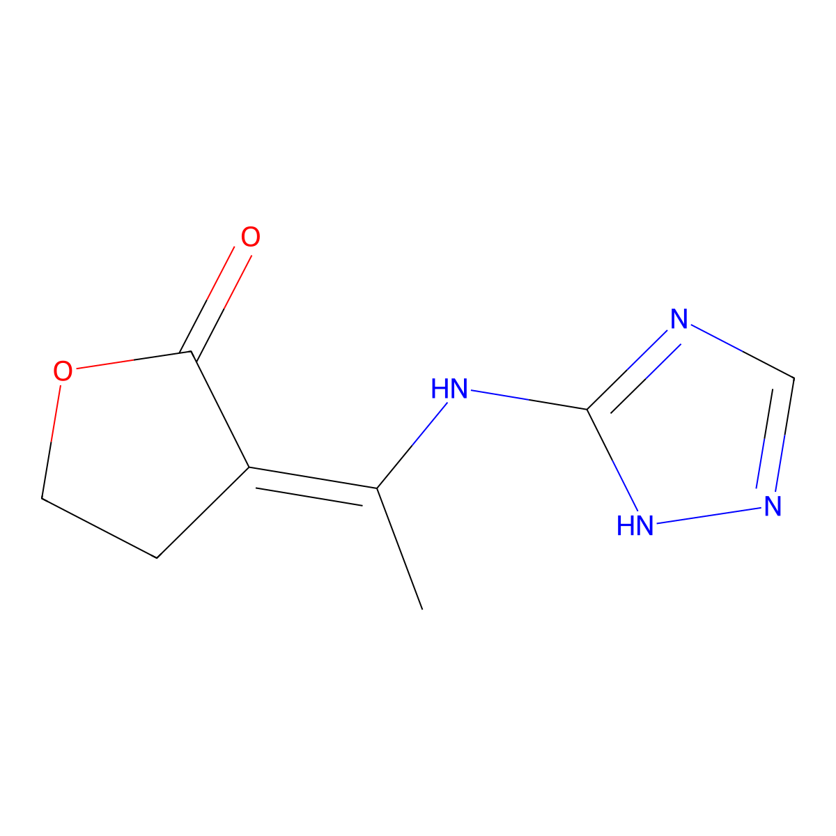 3-{1-[(1H-1,2,4-Triazol-5-yl)amino]ethylidene}oxolan-2-one molecular structure, CAS 66045-36-1