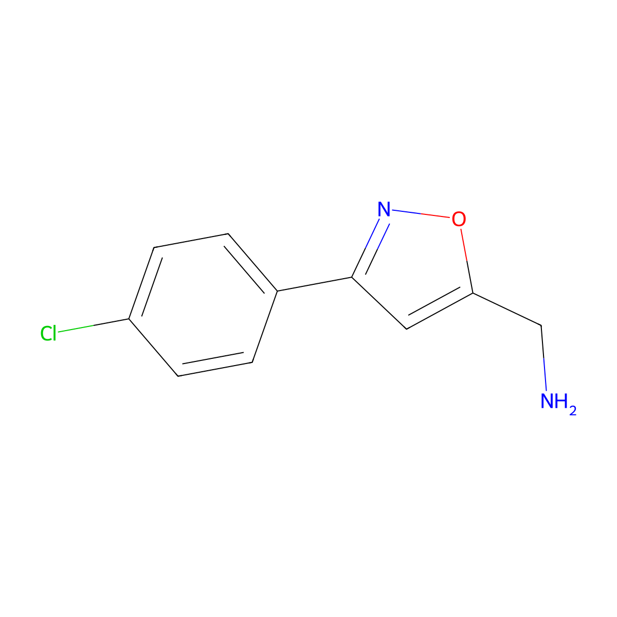 [3-(4-Chlorophenyl)-1,2-oxazol-5-yl]methanamine molecular structure, CAS 66046-42-2