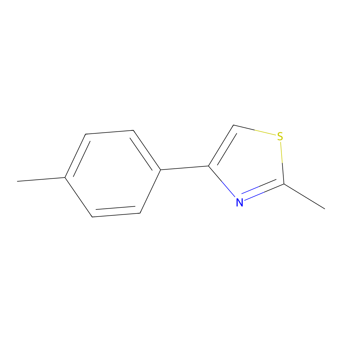 2-Methyl-4-(4-methylphenyl)-1,3-thiazole molecular structure, CAS 66047-73-2