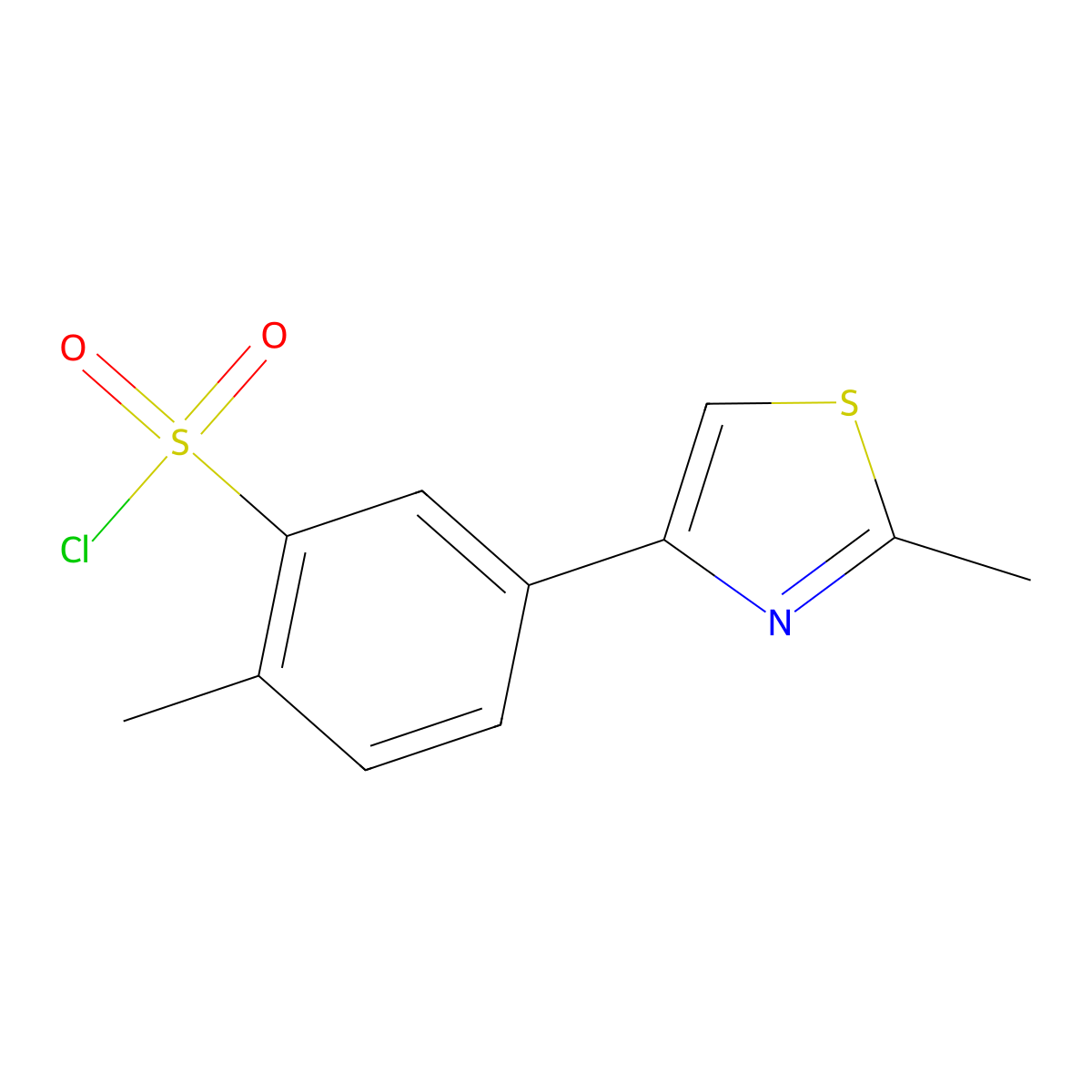 Benzenesulfonyl chloride, 2-methyl-5-(2-methyl-4-thiazolyl)- molecular structure, CAS 66047-76-5